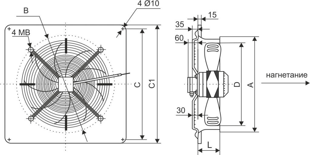 Осевой вентилятор низкого давления Ровен YWF-4Е-400 with plate (ZF)